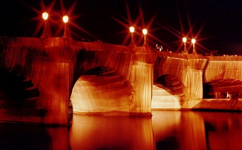 Pont Neuf wrapped by Christo in Paris 1985